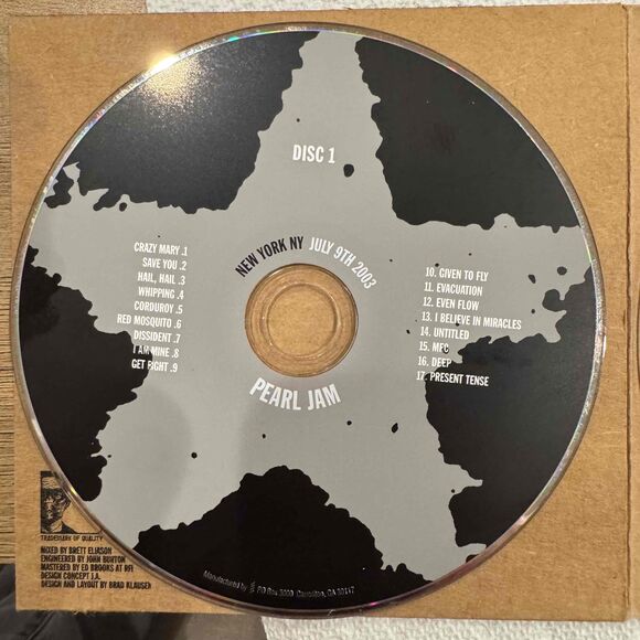 Pearl Jam New York NY July 9 2003 Riot Act Tour CD Official Bootleg - Picture 2 of 9